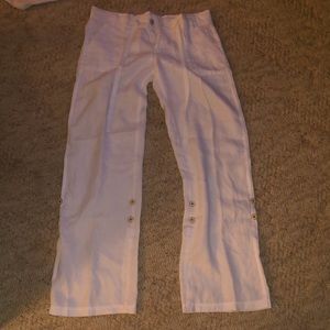 White pants with button detail